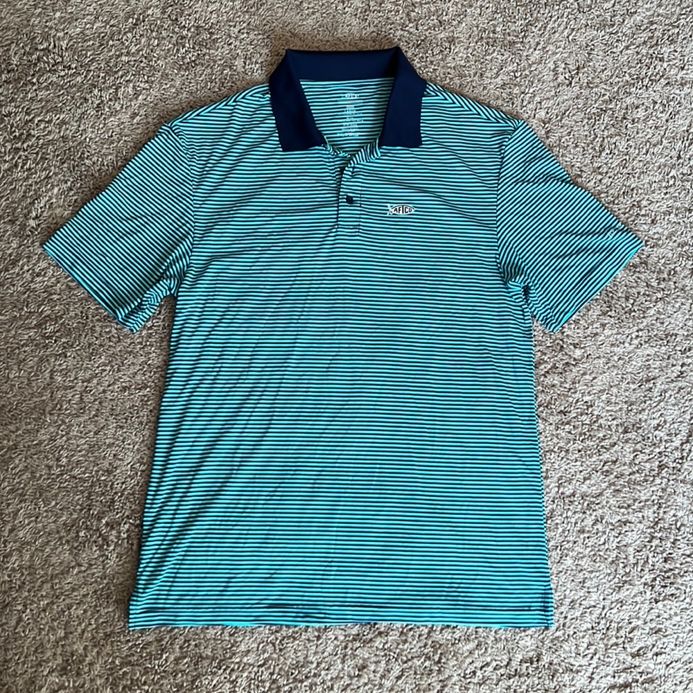 AFTCO Divot Performance Men’s Polo Shirt Large Activewear Moisture Wicking